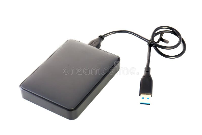Дисковод жесткого диска портативной машинки внешний HDD с кабелем USB на белом ба стоковые изображения rf Дисковод жесткого диска портативной машинки внешний HDD с кабелем USB на белом ба стоковые изображения rf