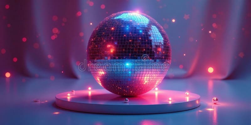 Дискотека на освещенной платформе с мерцающими огнями и боком. ИИ поколения иллюстрация вектора