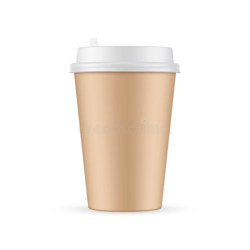 Brown paper coffee cup mockup isolated