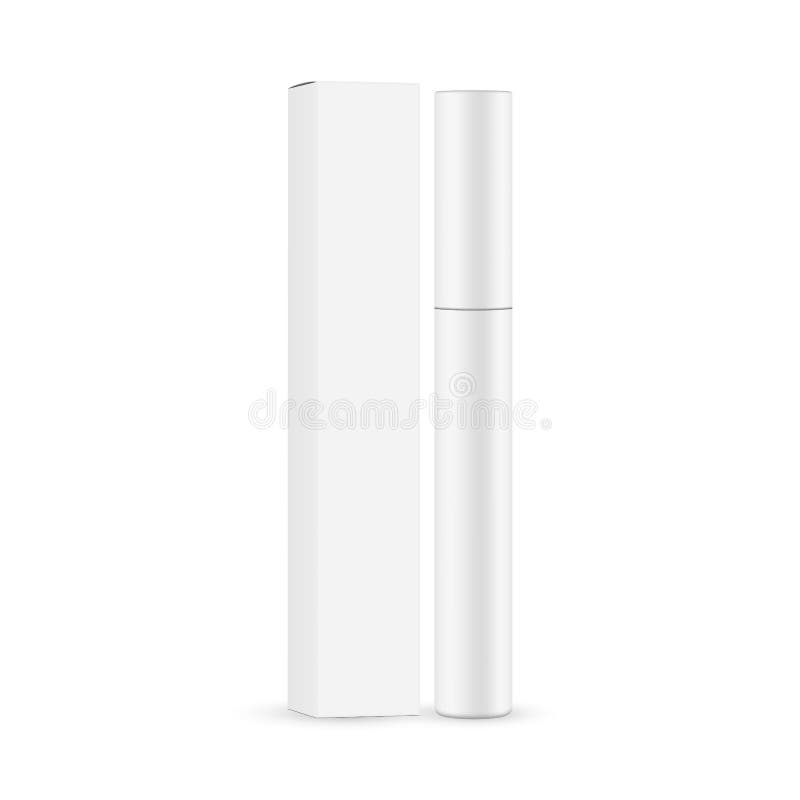 Mascara tube with paper box mockup isolated royalty free illustration
