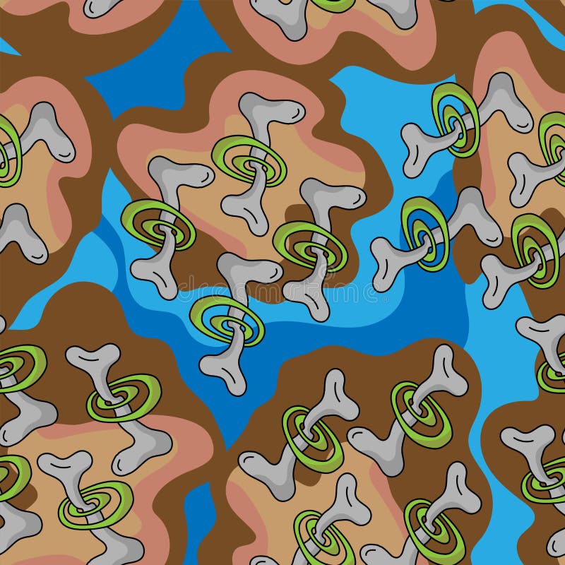 Abstract psychedelic seamless pattern with unique wave elements vector illustration