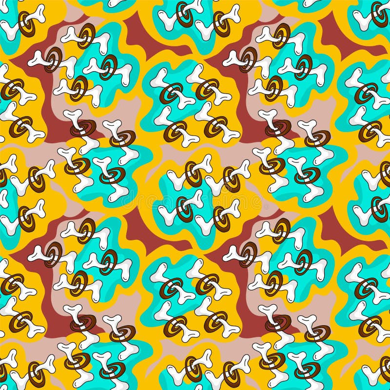 Abstract psychedelic seamless pattern with unique wave elements stock illustration