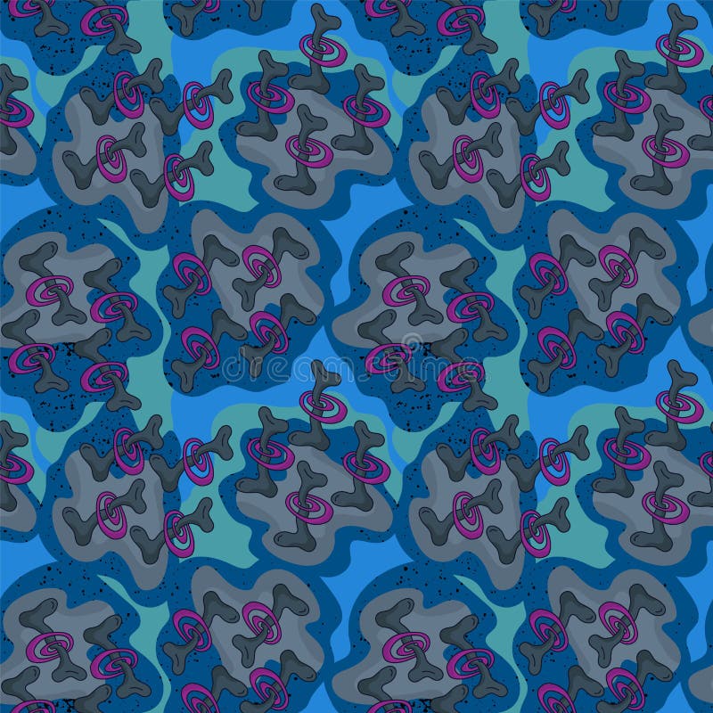Abstract psychedelic seamless pattern with unique wave elements stock illustration