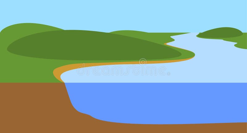 Landscape with abstract river stock illustration