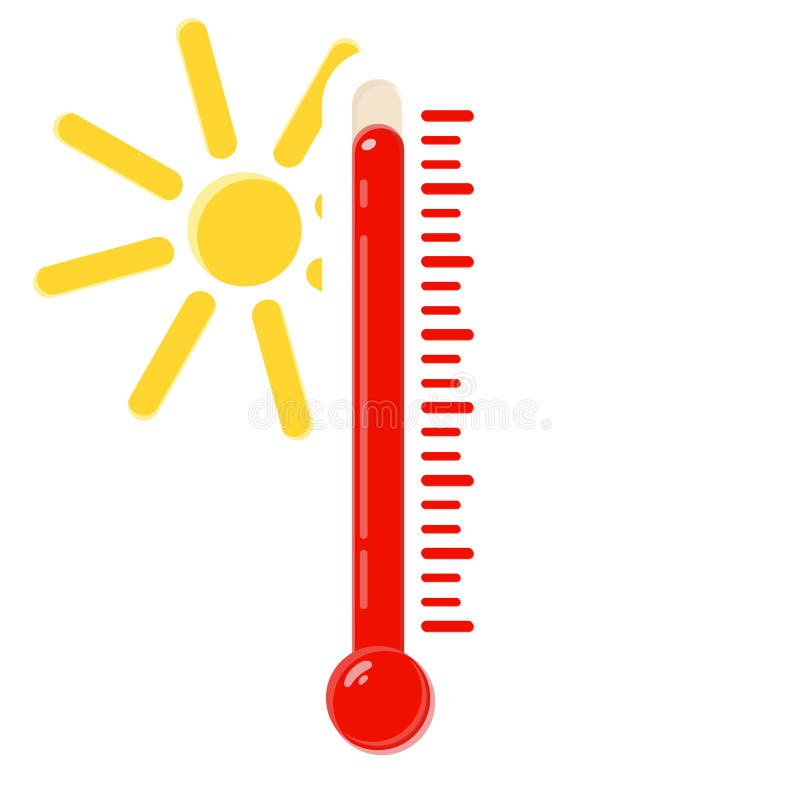 Hot Thermometer with a Sun. Temperature Weather Thermometers