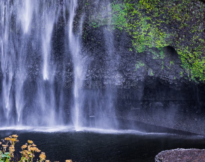 The bottom of Multnomah Falls where the water hits the pool in Oregon. The bottom of Multnomah Falls where the water hits the pool in Oregon