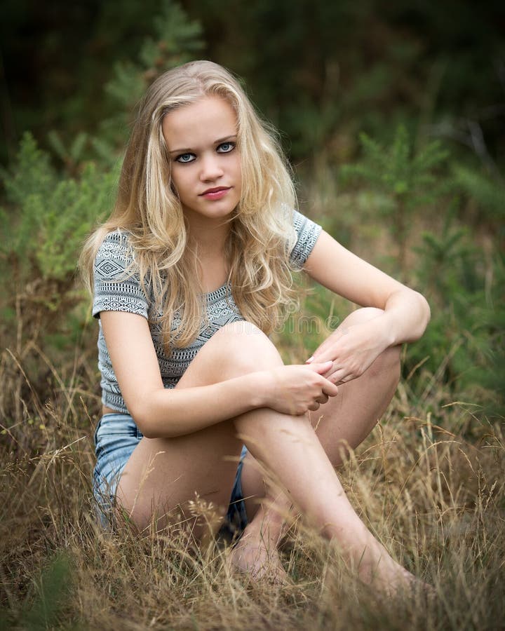 Young outdoor blonde belly