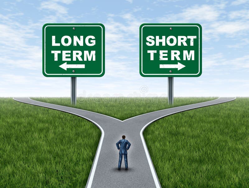 Long term and short term investing and financial planning or investor strategy to invest in a conservative fund or aggressive strategy with 3D illustration elements. Long term and short term investing and financial planning or investor strategy to invest in a conservative fund or aggressive strategy with 3D illustration elements.