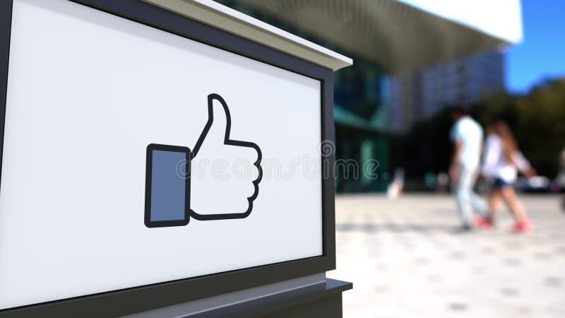 Доска signage улицы с Facebook любит большой палец руки кнопки вверх иллюстрация вектора Доска signage улицы с Facebook любит большой палец руки кнопки вверх иллюстрация вектора