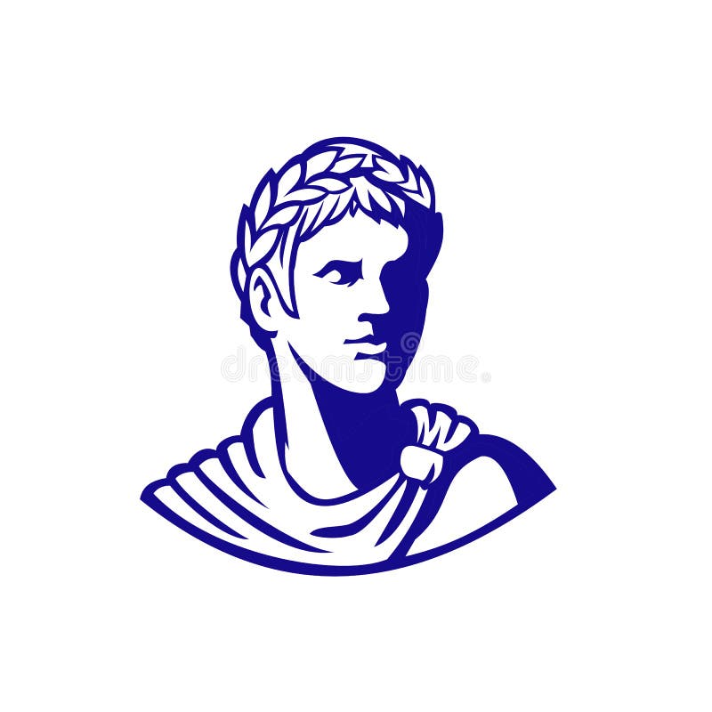 Mascot icon illustration of bust of an ancient Roman emperor, senator or Caesar, ruler of the Roman Empire during the imperial period wearing crown of laurel leaves looking to side in retro style. Mascot icon illustration of bust of an ancient Roman emperor, senator or Caesar, ruler of the Roman Empire during the imperial period wearing crown of laurel leaves looking to side in retro style