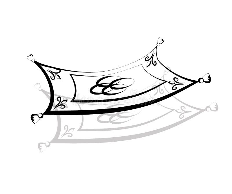 Magic Carpet Ride Black And White Clipart