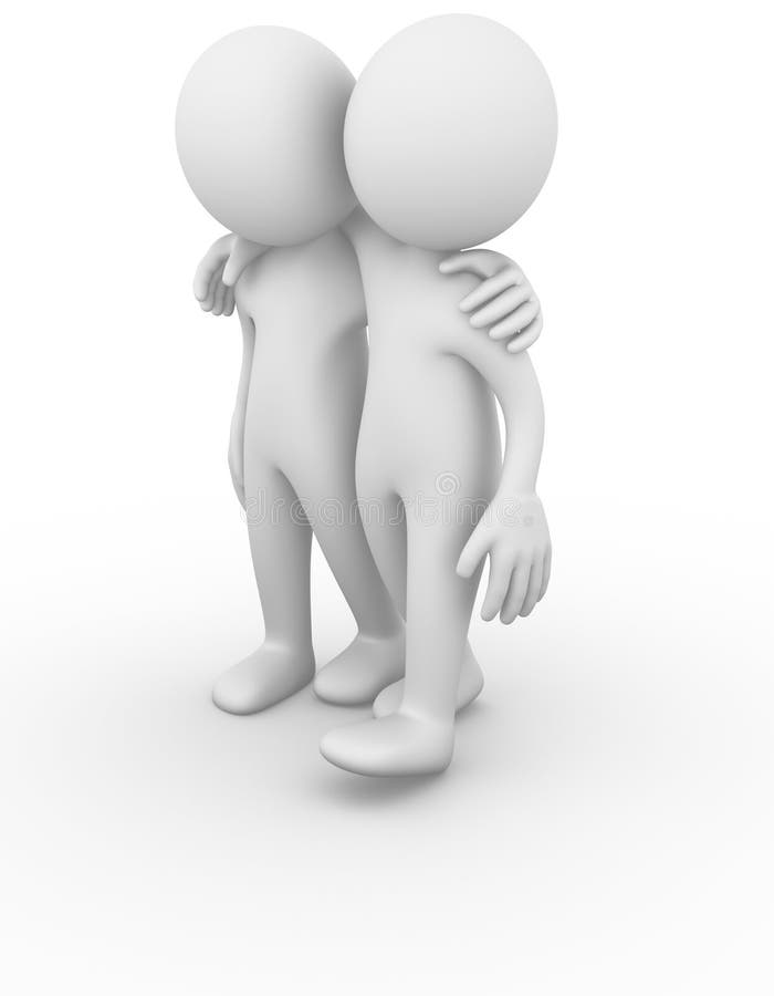 Computer generated image of two person walking together. Computer generated image of two person walking together