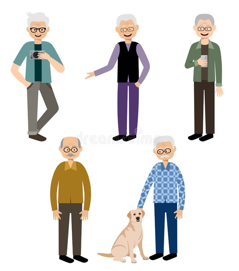 Grandfathers. Elderly men Pensioners. Vector illustration. Grandfathers. Elderly men Pensioners. Vector illustration