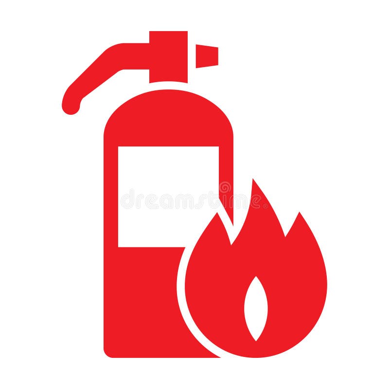 Extinguisher sign, Fire equipment, Fire action symbol stock illustration