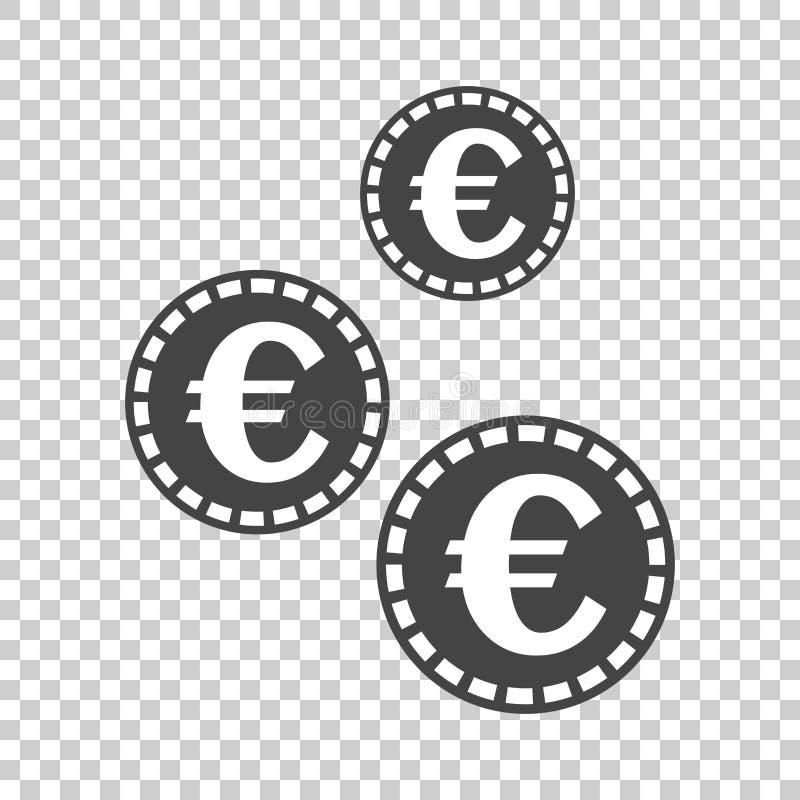 Евро чеканит значок Иллюстрация вектора в плоском стиле Черная монетка o. Евро чеканит значок Иллюстрация вектора в плоском стиле Черная монетка на изолированной предпосылке
