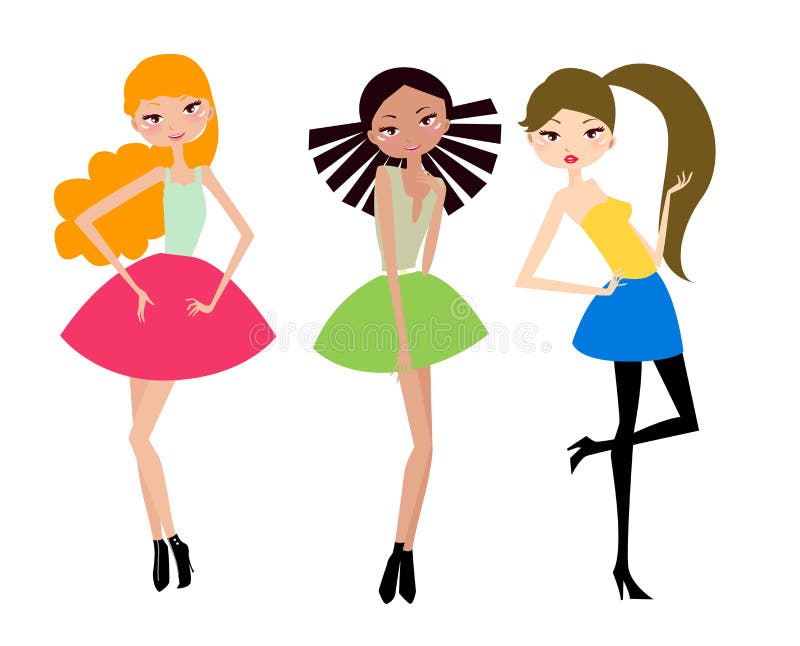 Illustration of three fashion girls. Illustration of three fashion girls