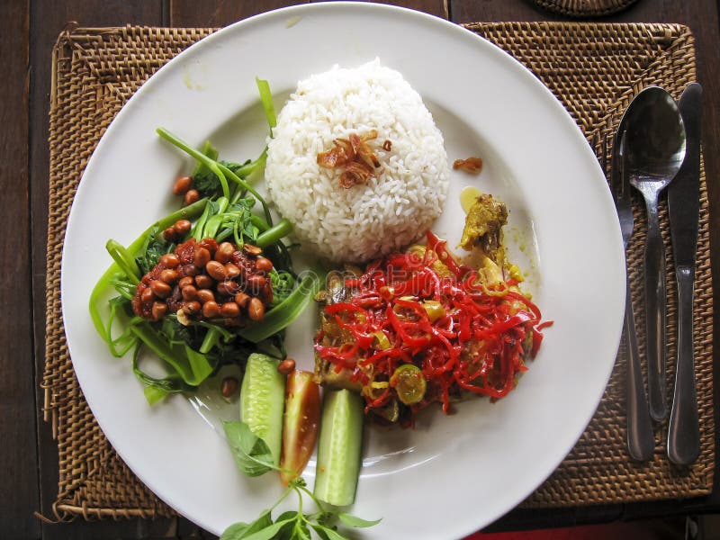 Еда bali lemak Nasi типичная индонезийская стоковая фотография rf