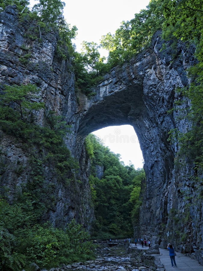 Natural Bridge in Rockbridge County, Virginia, is a geological formation in which Cedar Creek a small tributary of the James River has carved out a gorge in the mountainous limestone terrain, forming a natural arch 215 ft. Natural Bridge in Rockbridge County, Virginia, is a geological formation in which Cedar Creek a small tributary of the James River has carved out a gorge in the mountainous limestone terrain, forming a natural arch 215 ft