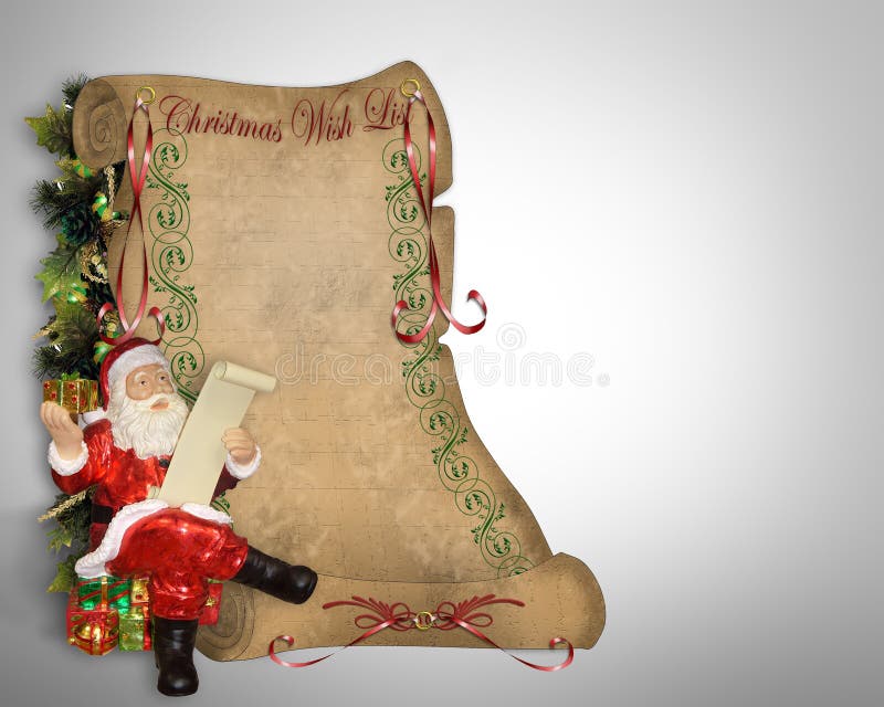 желание santa пергамента списка рождества иллюстрация штока желание santa пергамента списка рождества иллюстрация штока