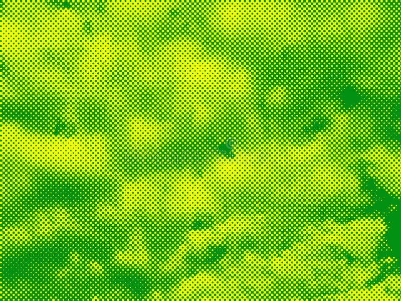 Желтая предпосылка крышки комика полутонового изображения зеленого цвета поставила точки элемента дизайна градиента дизайн тексту стоковое фото