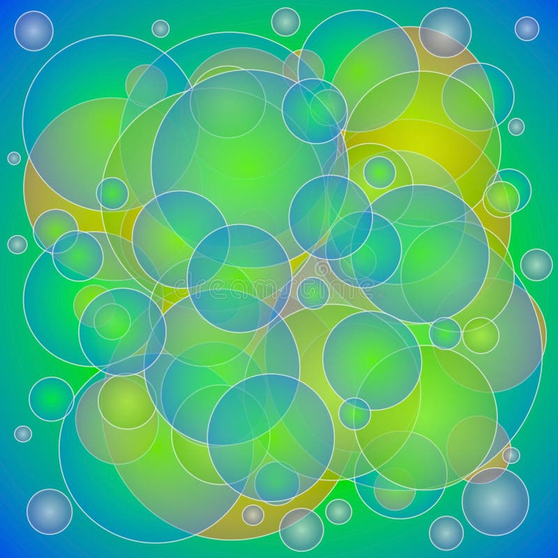 An abstract texture pattern background with green, yellow and blue circles casually arranged with opacity effect on black background. An abstract texture pattern background with green, yellow and blue circles casually arranged with opacity effect on black background