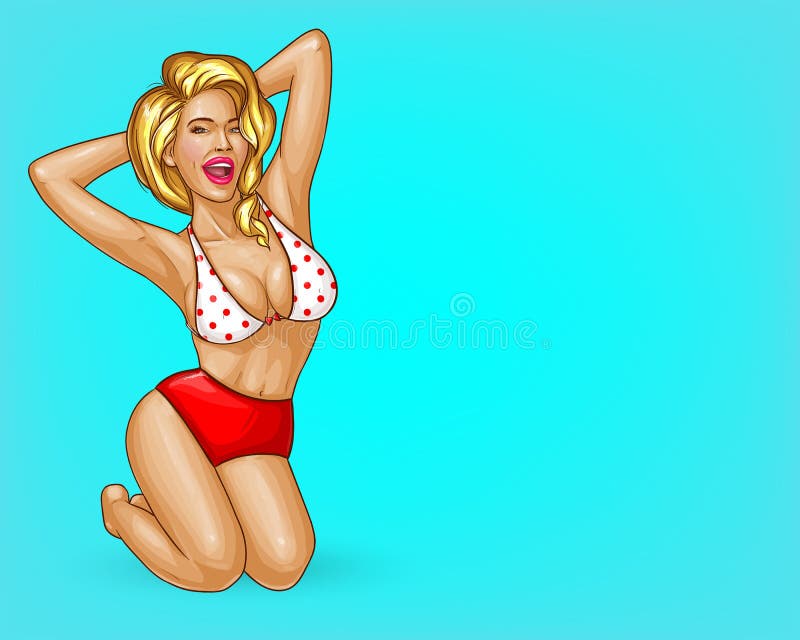 Женщина popart вектора с руками за головой бесплатная иллюстрация