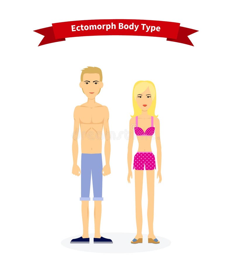 Женщина и человек типа телосложения Ectomorph иллюстрация штока Женщина и человек типа телосложения Ectomorph иллюстрация штока