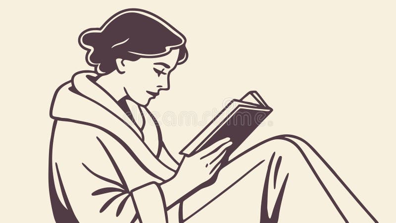 Женщина мирно читает книги Серенти Обучение интеллектуального преследования вектор дизайн генеративный ИИ иллюстрация штока