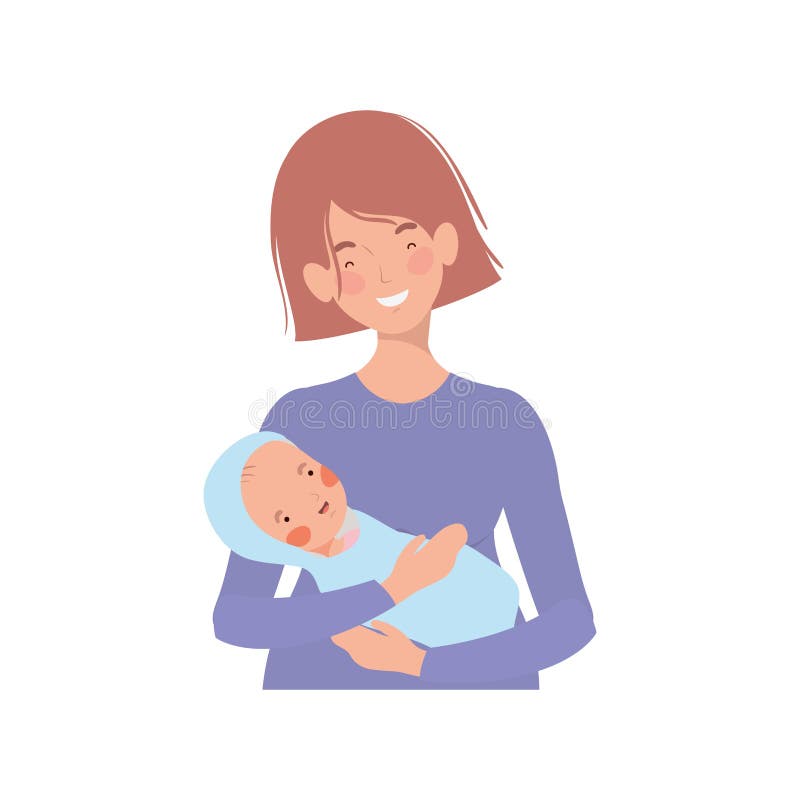 Женщина с newborn младенцем в ее оружиях иллюстрация вектора Женщина с newborn младенцем в ее оружиях иллюстрация вектора