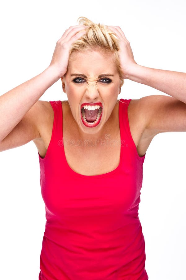 Anger and Frustration - Attractive Woman Screaming at Camera. Anger and Frustration - Attractive Woman Screaming at Camera