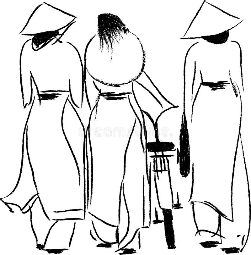 женщины вьетнамца вектора иллюстрации ao dai иллюстрация штока женщины вьетнамца вектора иллюстрации ao dai иллюстрация штока