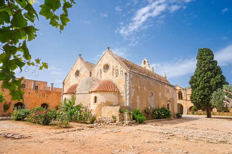 The backyard of the Arkadi Monastery at Crete. Greece. It was built in the 16th century and almost destructed in 1866 by the Ottomans. The backyard of the Arkadi Monastery at Crete. Greece. It was built in the 16th century and almost destructed in 1866 by the Ottomans.