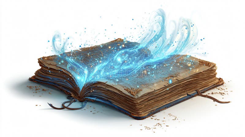 Завораживающая волшебная книга на белом фоне Профессиональная фантазия Концепция иллюстрация вектора