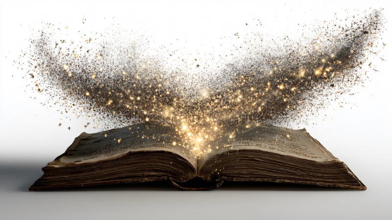 Завораживающая волшебная книга на белом фоне Профессиональная фантазия Концепция иллюстрация вектора