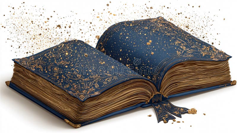 Завораживающая волшебная книга на белом фоне Профессиональная фантазия Концепция иллюстрация штока