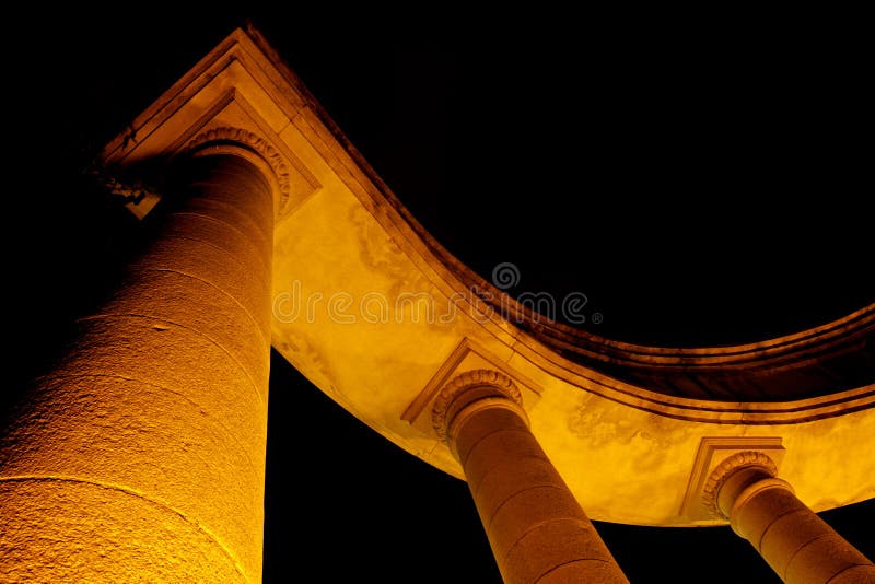 Low angle view of an illuminated concrete arch, Hong Kong, China. Low angle view of an illuminated concrete arch, Hong Kong, China