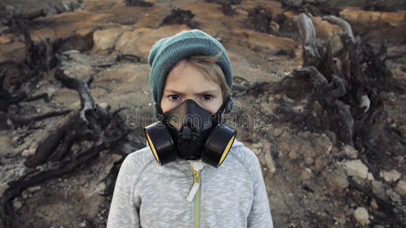 Загрязнение окружающей среды, бедствие, концепция ядерной войны маска ребенка защитная