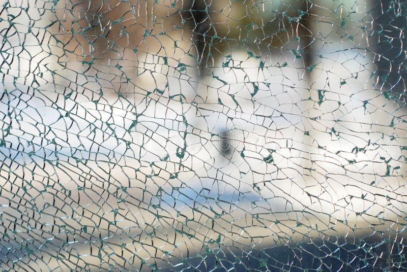 Crushed textured transparent blue glass of window. Crushed textured transparent blue glass of window