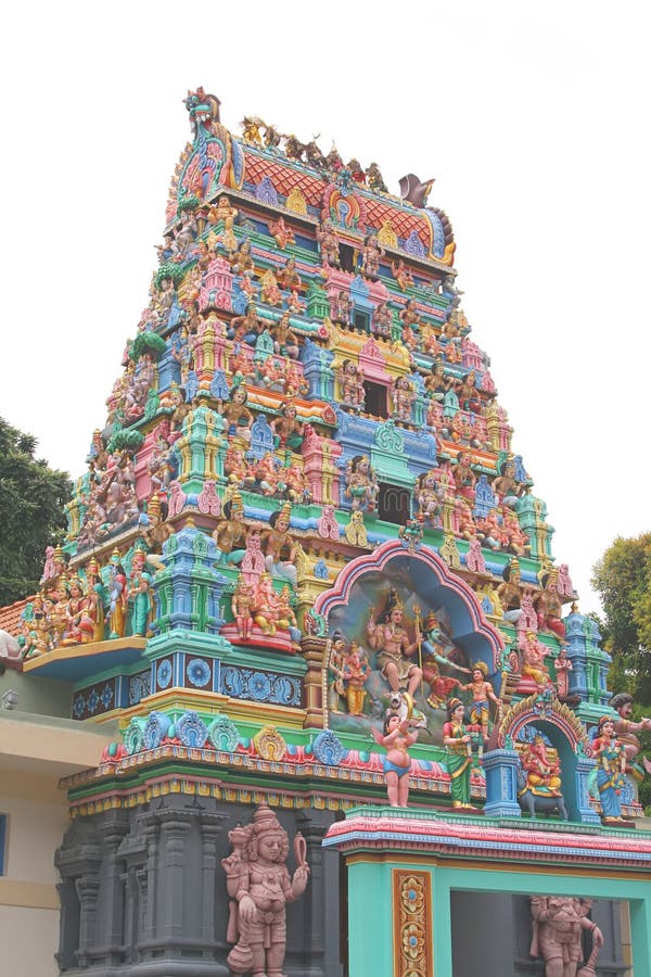 Indian Temple with brightly coloured depictions of gods. Indian Temple with brightly coloured depictions of gods