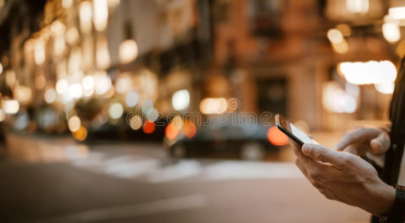 закрытие мужских рук со смартфоном на открытом воздухе стоковое фото rf
