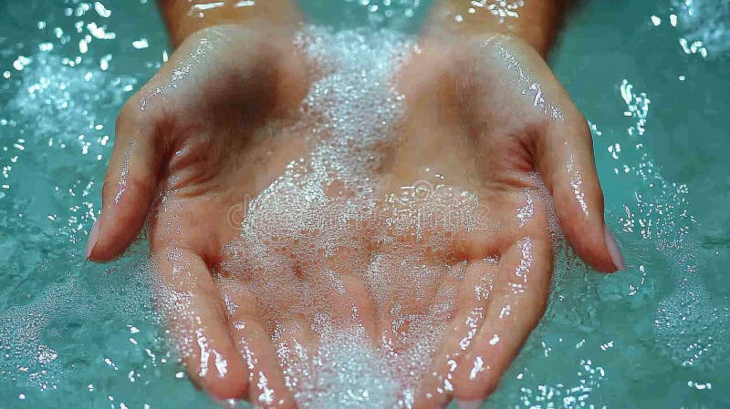Закрытие ручьев, брызгающих водой в Teal Spa Setting стоковое изображение