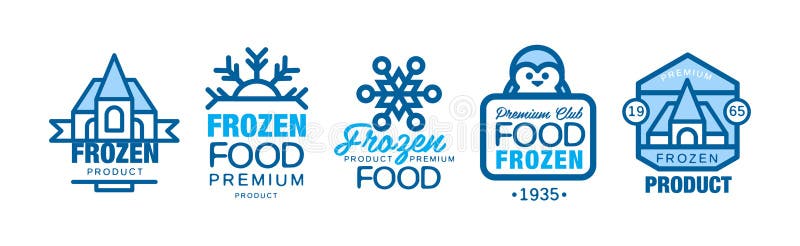 замороженная еда премиум продукт синий логотип вектор бесплатная иллюстрация
