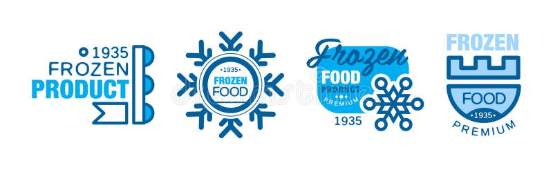 замороженная еда премиум продукт синий логотип вектор иллюстрация вектора
