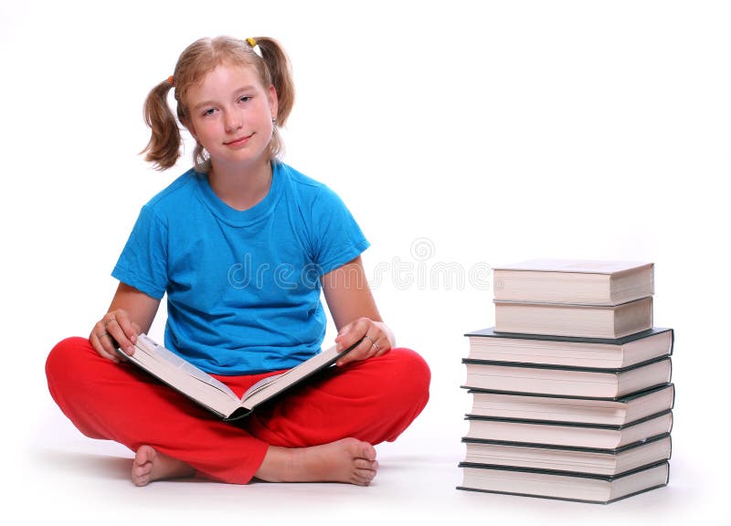 Happy girl with books. Education concept. Happy girl with books. Education concept.