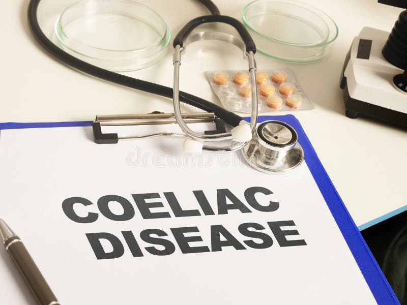 Запись записей располагалось тексту coeliac болезнь стоковое изображение rf