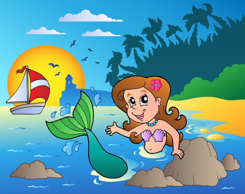 заплывание seascape mermaid бесплатная иллюстрация заплывание seascape mermaid бесплатная иллюстрация
