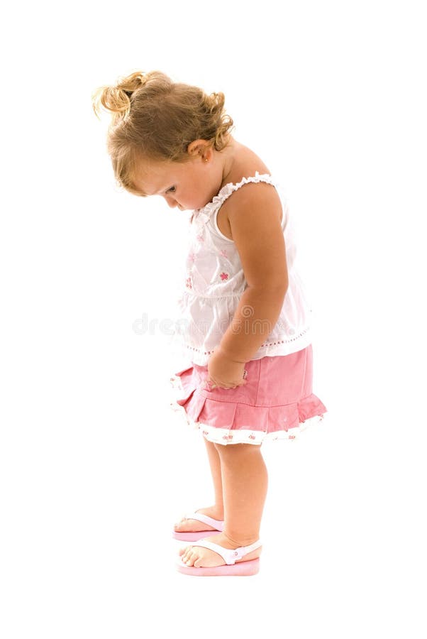 Cute Shy Toddler on white background . Cute Shy Toddler on white background .