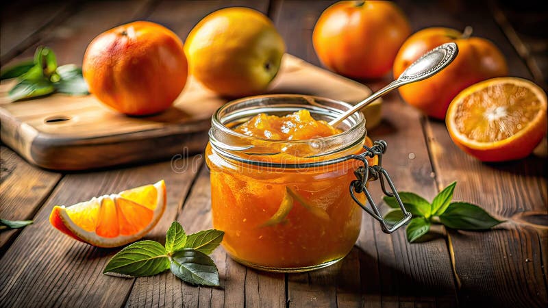 Захватить солнце домашний апельсиновый джем рецепт LowLight Food Фотография иллюстрация вектора