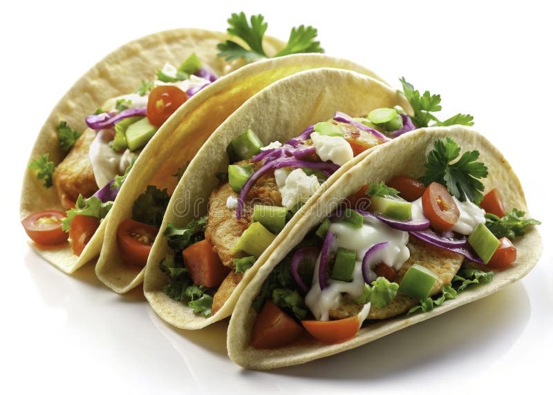 Захватывающие фотографии студии полива рыбой Tacos для веб-сайтов ресторанов и маркетинговых материалов бесплатная иллюстрация