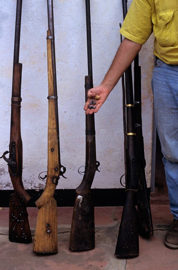 Captured poachers' guns in Mozambique. Captured poachers' guns in Mozambique.